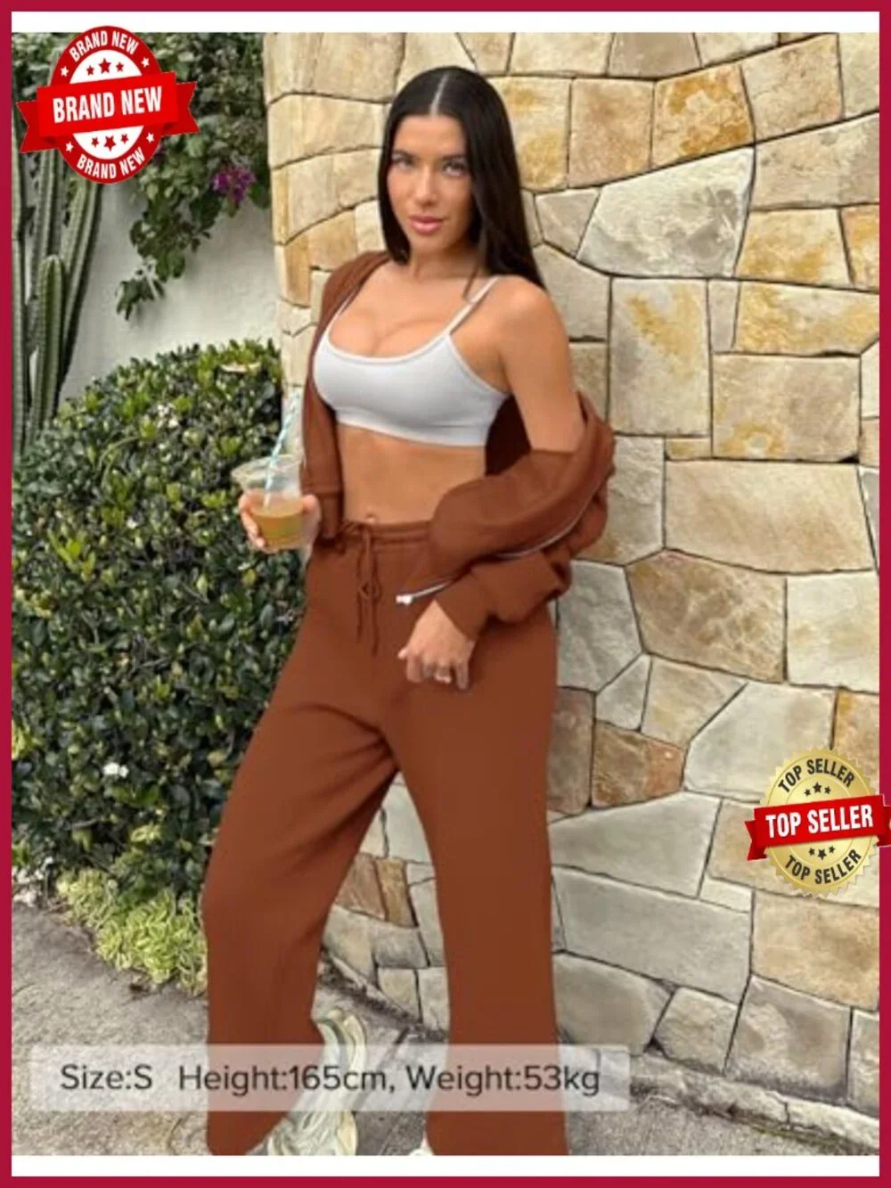 2 Piece Zip Up Crop Hoodie Wide Leg Sweatpant Lounge Set Fleece Lined Tracksuit